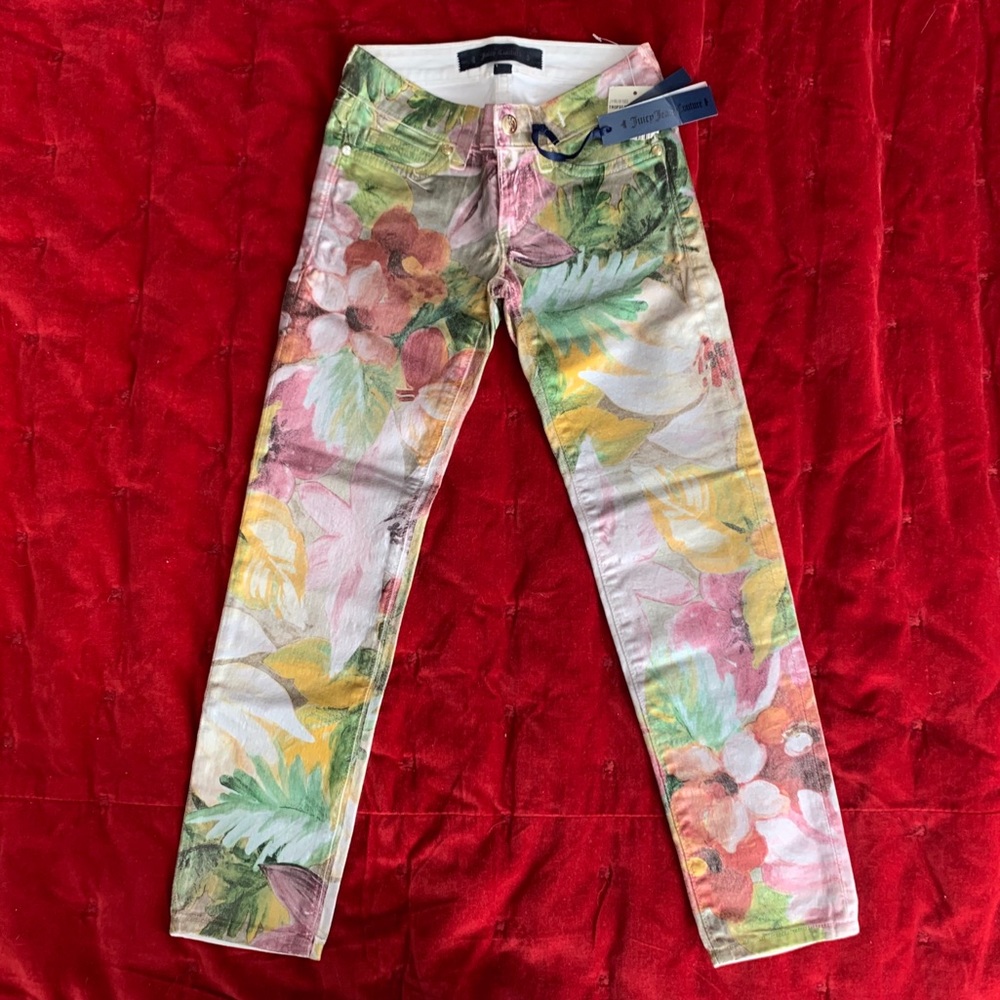 Juicy Couture girl tropical foil Jean size 6 NWT